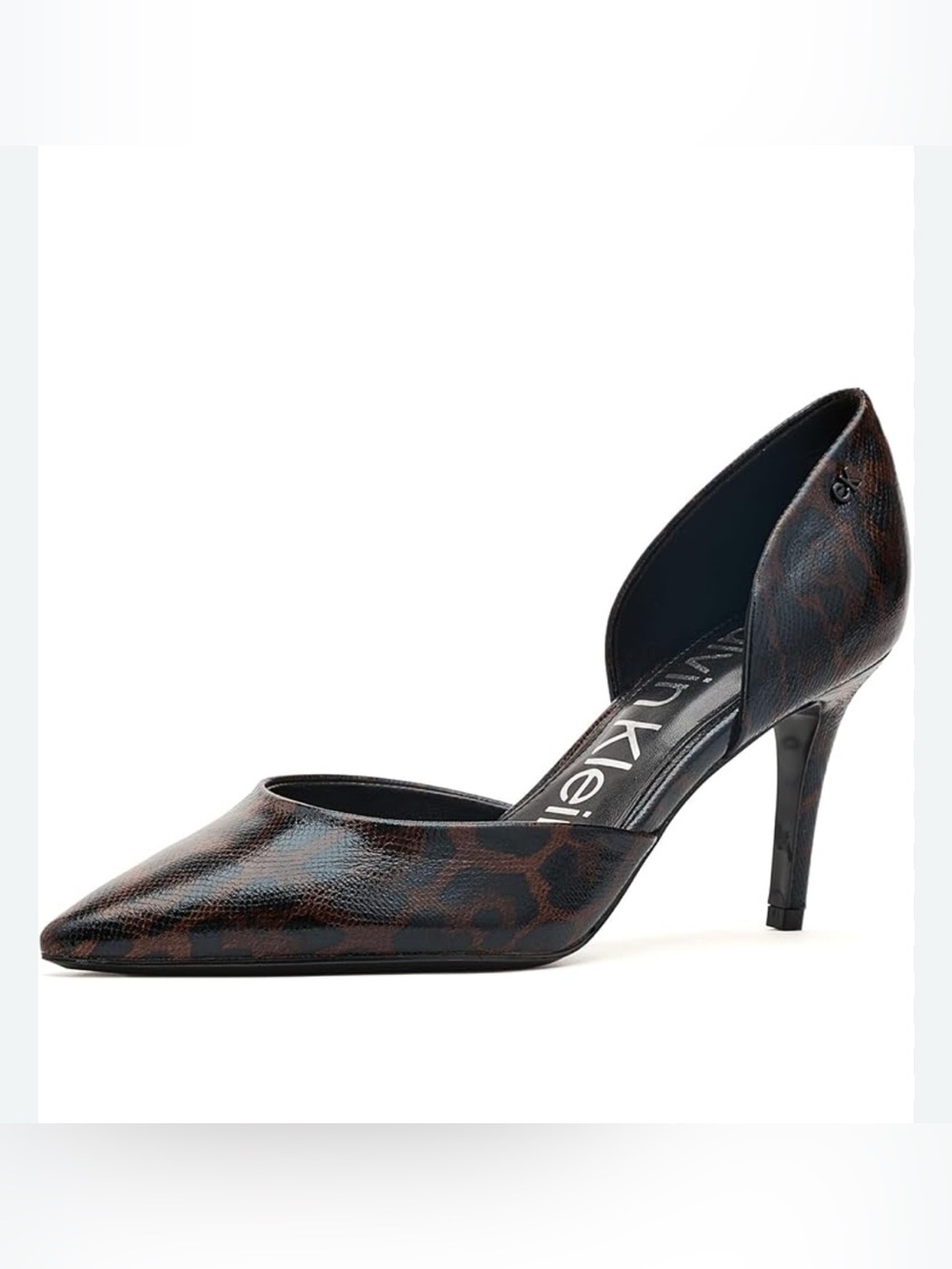 Calvin Klein Pointed D'Orsay Heels in Brown and Black Leopard